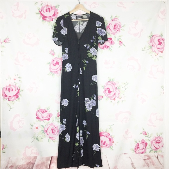 Reformation Pants - Reformation Floral Black France Jumpsuit